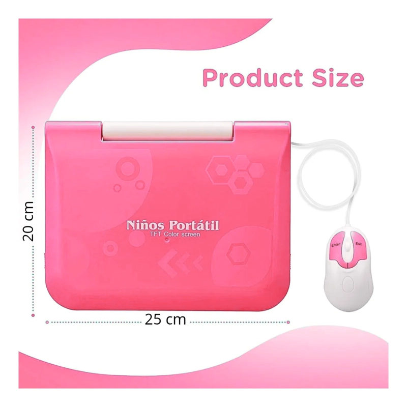 MINI LAPTOP Y MOUSE PARA NIÑAS MUSICAL CABLE USB DIDACTICO - 3