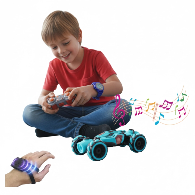CARRO STUNT CAR A CONTROL REMOTO PARA NIÑOS SENSOR MANUAL BATERIA USB - 1