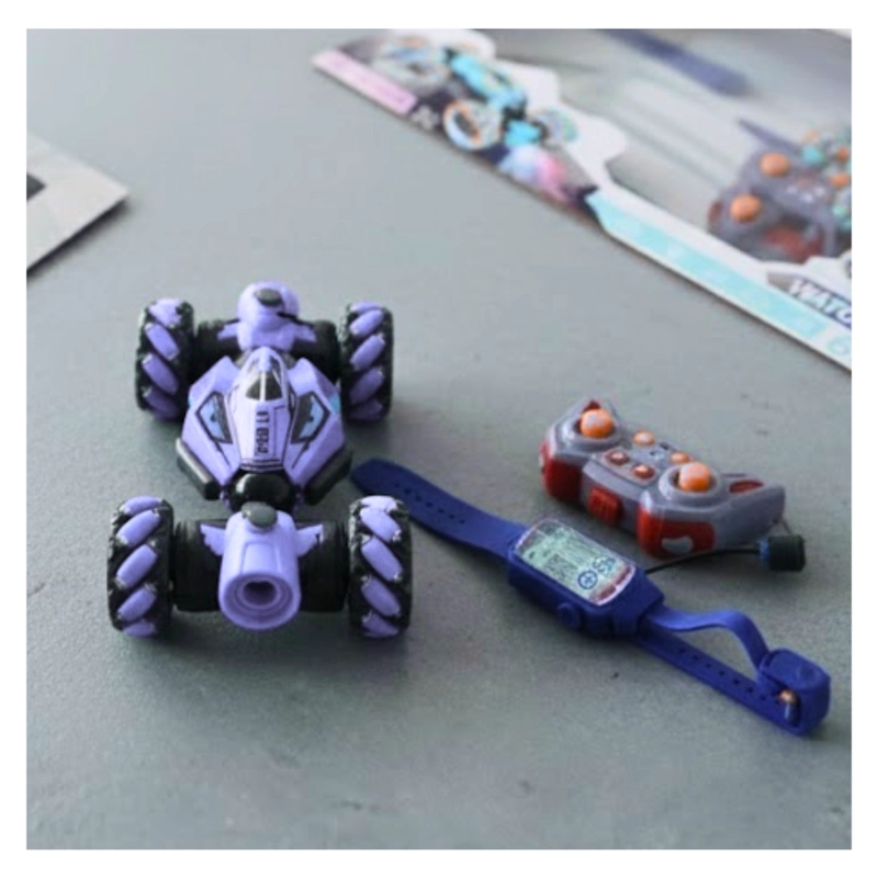 CARRO STUNT CAR A CONTROL REMOTO PARA NIÑOS SENSOR MANUAL BATERIA MORADO - 2