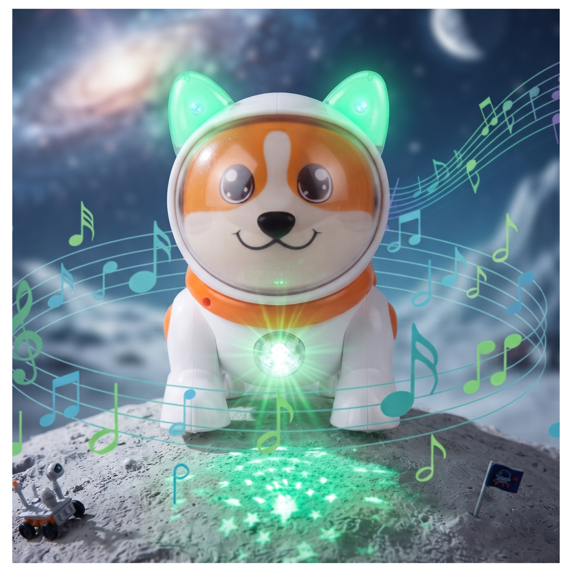 PERRO ROBOT ASTRONAUTA INTERACTIVO MUSICAL CON LUCES Y HUMO - 1