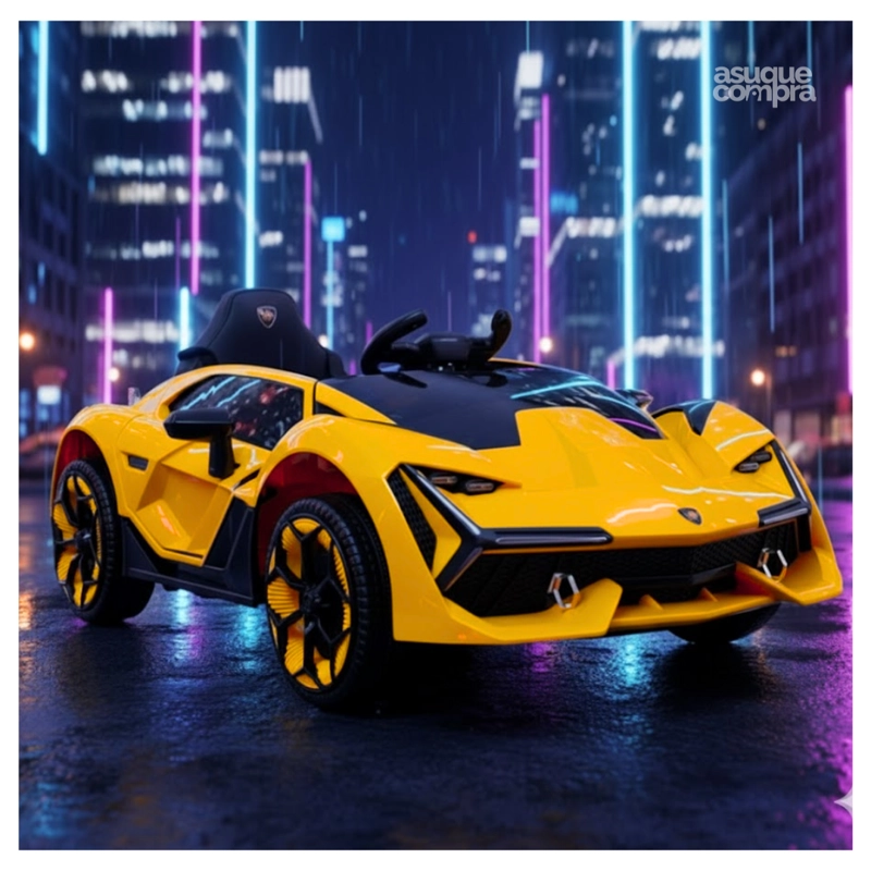 CARRO LAMBORGUINI AMARILLO ELECTRONICO MUSICAL PARA NIÑOS JS - 1