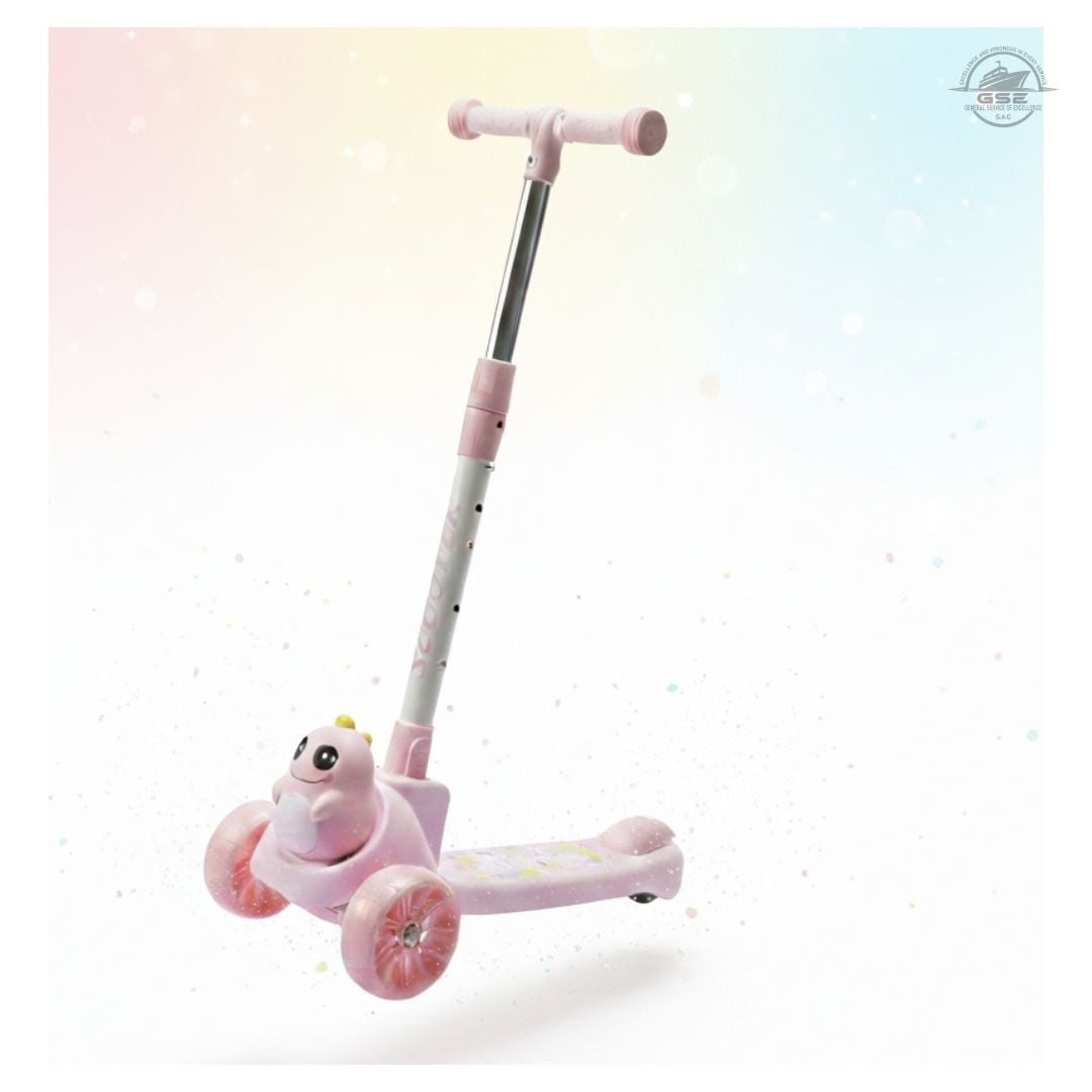 SCOOTER INFANTIL 3 RUEDAS AJUSTABLE ROSADO ANTIDESLIZANTE PREMIUM - 1