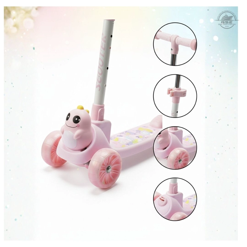 SCOOTER ROSA INFANTIL PREMIUM 3 RUEDAS AJUSTABLE ESTABLE Y ANTIDESLIZANTE - 2