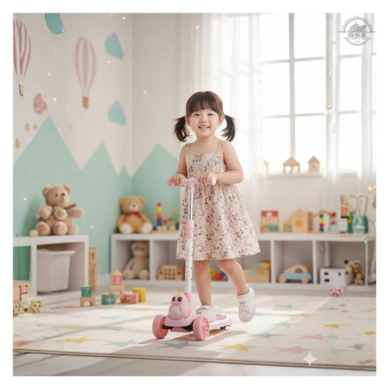 SCOOTER ROSA INFANTIL PREMIUM 3 RUEDAS AJUSTABLE ESTABLE Y ANTIDESLIZANTE - 4