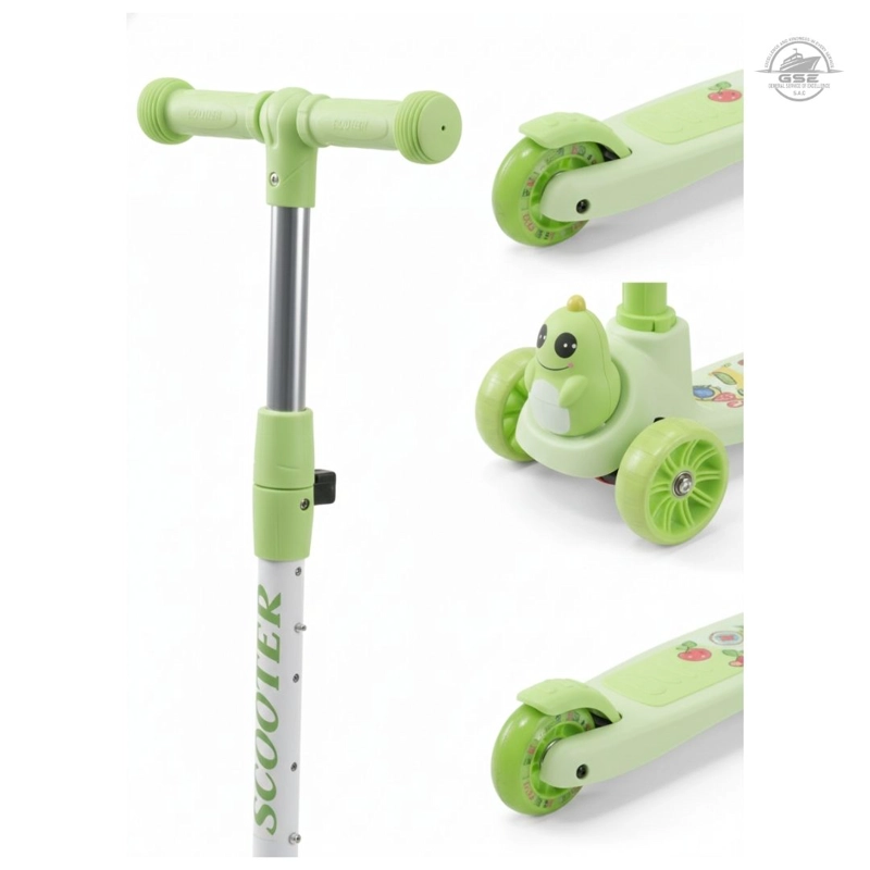 SCOOTER VERDE INFANTIL PREMIUM 3 RUEDAS AJUSTABLE ESTABLE Y ANTIDESLIZANTE - 2