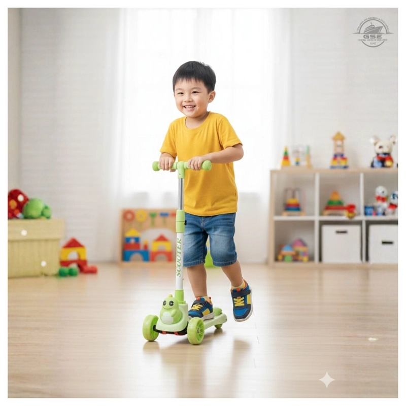 SCOOTER VERDE INFANTIL PREMIUM 3 RUEDAS AJUSTABLE ESTABLE Y ANTIDESLIZANTE - 4