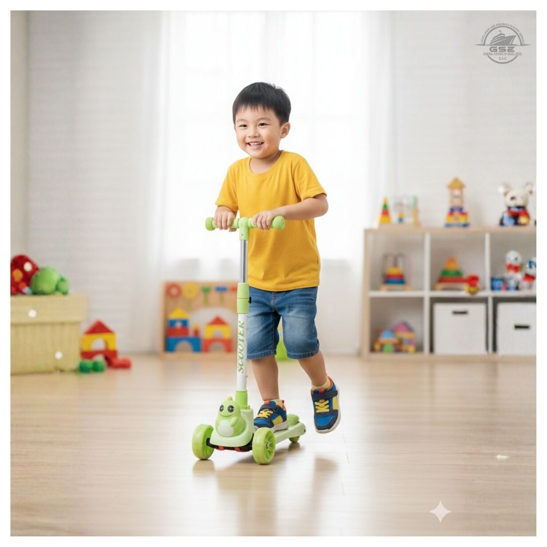 SCOOTER INFANTIL 3 RUEDAS AJUSTABLE VERDE ANTIDESLIZANTE PREMIUM - 4