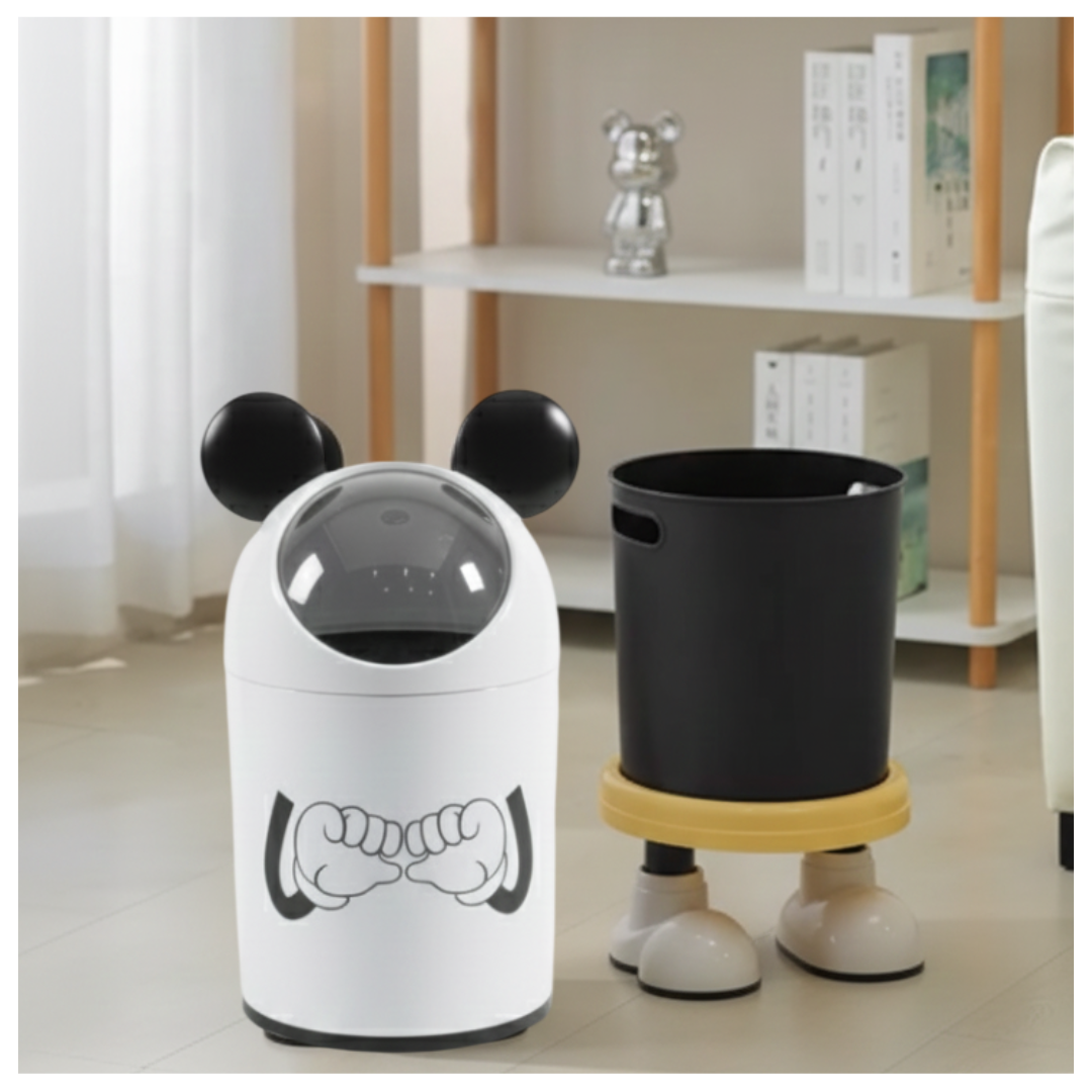TACHO BOTE DE BASURA DISEÑO KAWAII MICKEY MOUSE CORAZÓN 2 EN 1 INCLUYE OREJAS LARGAS PATITAS - 5