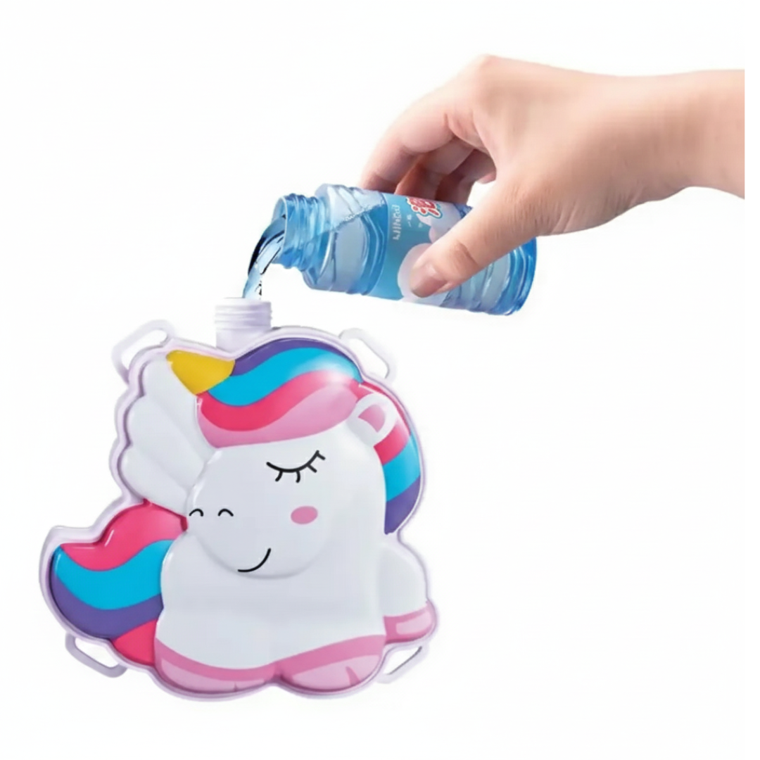 PISTOLA DE BURBUJAS BUBBLE DISEÑO UNICORNIO CON SUJETADOR JUGUETE PARA NIÑAS - ESTILO BOLSO - 3