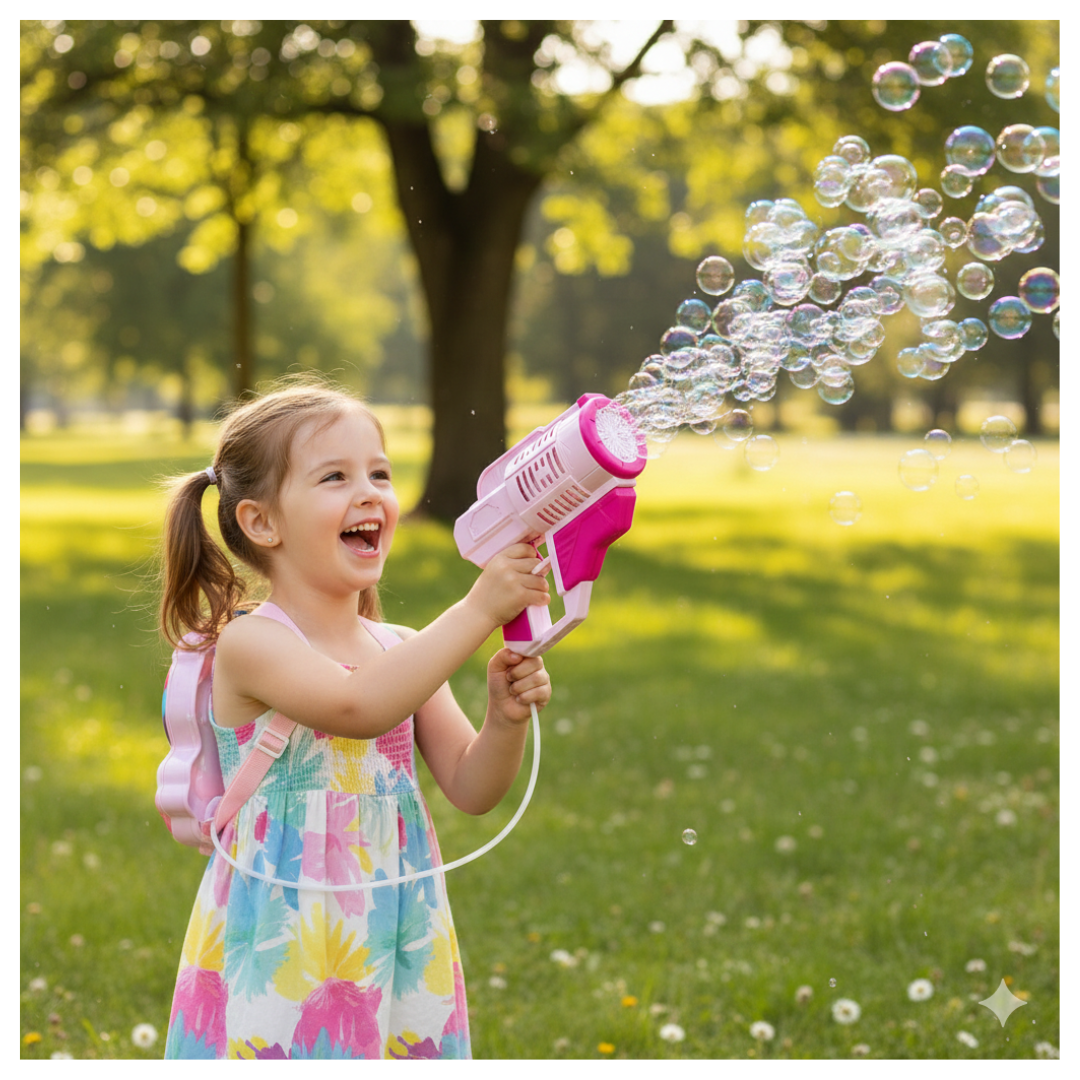 PISTOLA DE BURBUJAS BUBBLE DISEÑO UNICORNIO CON SUJETADOR JUGUETE PARA NIÑAS - ESTILO BOLSO - 4