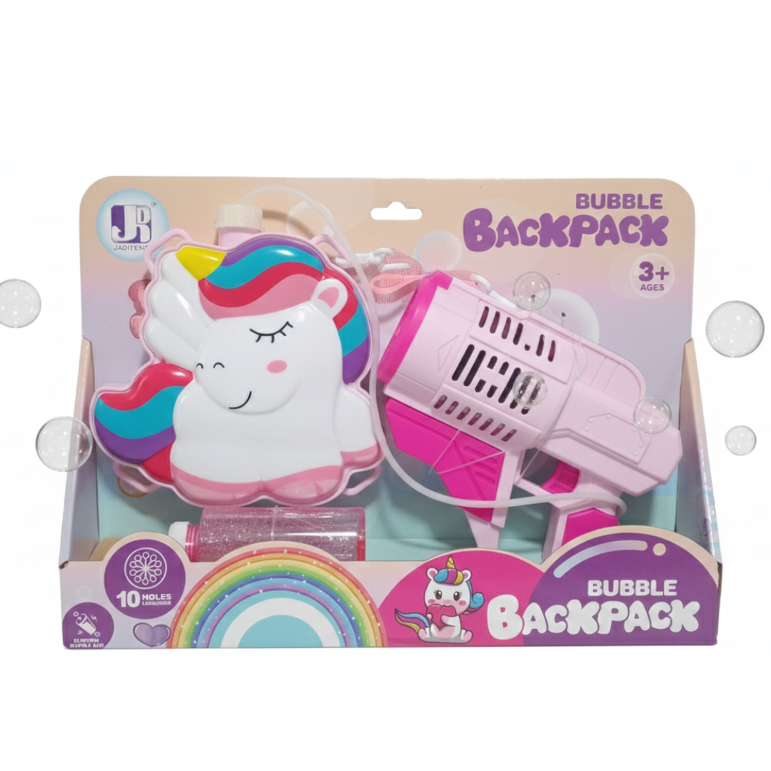 PISTOLA DE BURBUJAS BUBBLE DISEÑO UNICORNIO CON SUJETADOR JUGUETE PARA NIÑAS - ESTILO BOLSO - 5