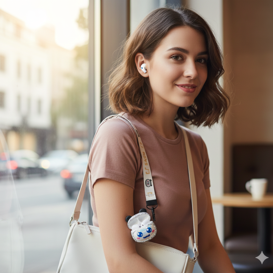 AUDÍFONOS BLUETOOTH TÁCTILES INALÁMBRICOS CON ESTUCHE CAMBIA CARITAS INTERCAMBIABLES Y SUJETADOR COLLAR - 4