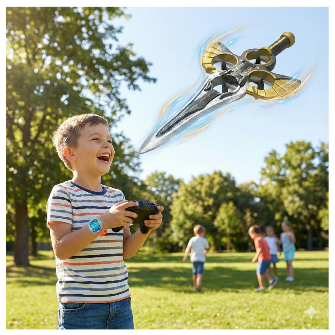 AVION AEROJET PARA NIÑOS DISEÑO ESPADA DRON VOLADOR | CONTROL REMOTO Y SENSOR DE MANO, ACCESORIOS - 2