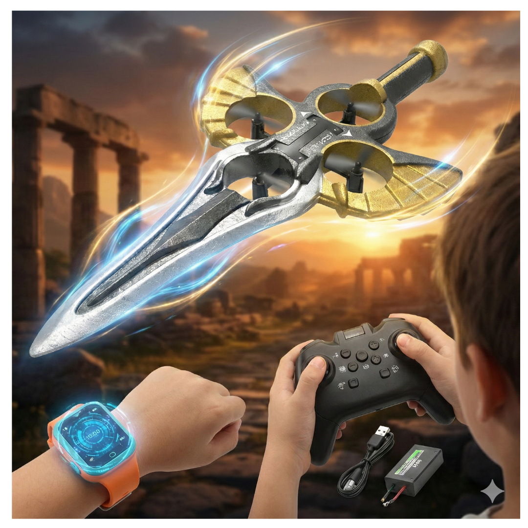 AVION AEROJET PARA NIÑOS DISEÑO ESPADA DRON VOLADOR | CONTROL REMOTO Y SENSOR DE MANO, ACCESORIOS - 4