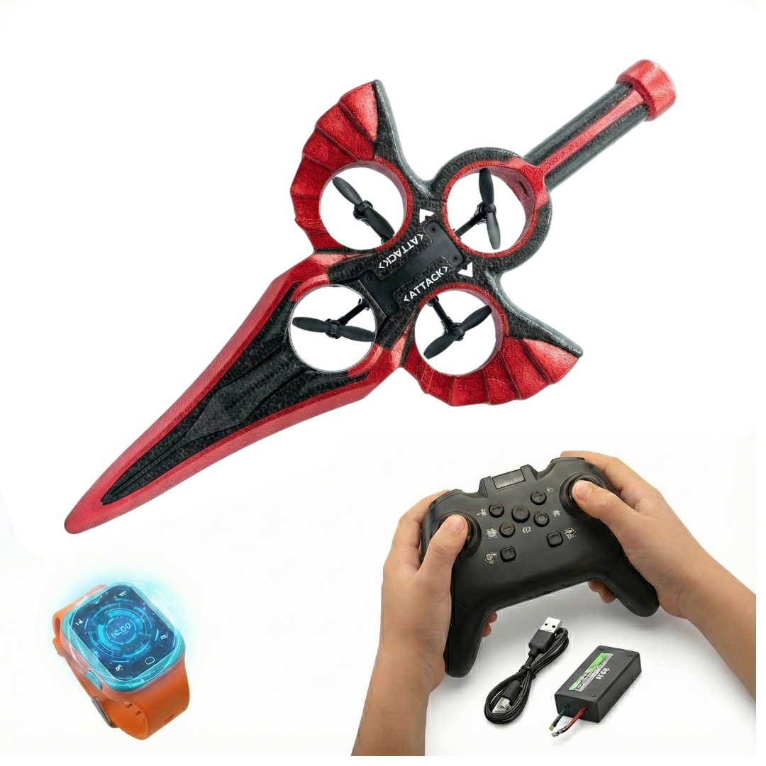AVION AEROJET PARA NIÑOS DISEÑO ESPADA DRON VOLADOR | CONTROL REMOTO Y SENSOR DE MANO, ACCESORIOS - 1