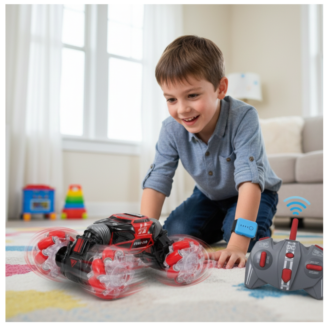CARRO A CONTROL REMOTO JUGUETE PARA NIÑOS | SENSOR DE MANO, ACROBACIAS, GIRO 360°, DOBLE CARA Y MUSICAL - 2