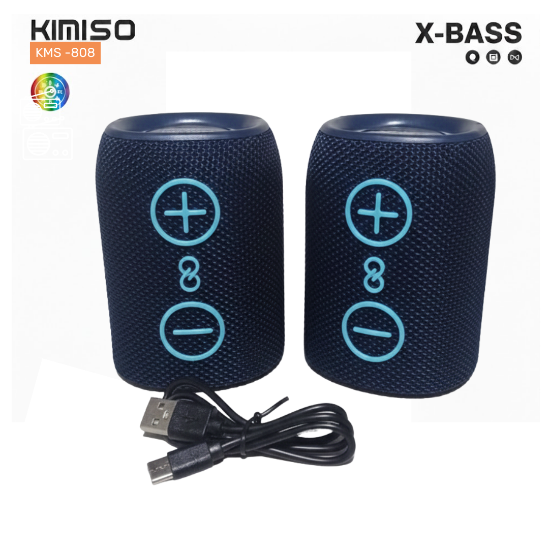 PARLANTE BLUETOOTH KIMISO RECARGABLE PORTÁTIL LUCES LED RGB BOCINA INALÁMBRICA KMS-808 - 1