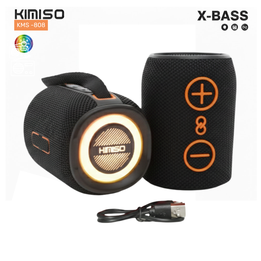 PARLANTE BLUETOOTH KIMISO RECARGABLE PORTÁTIL LUCES LED RGB BOCINA INALÁMBRICA KMS-808 - 1
