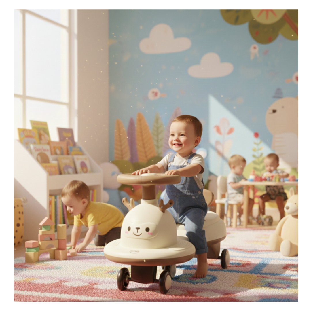 CARRITO MONTABLE DE PASEO DISEÑO RENO CON VOLANTE – MARRÓN - 3