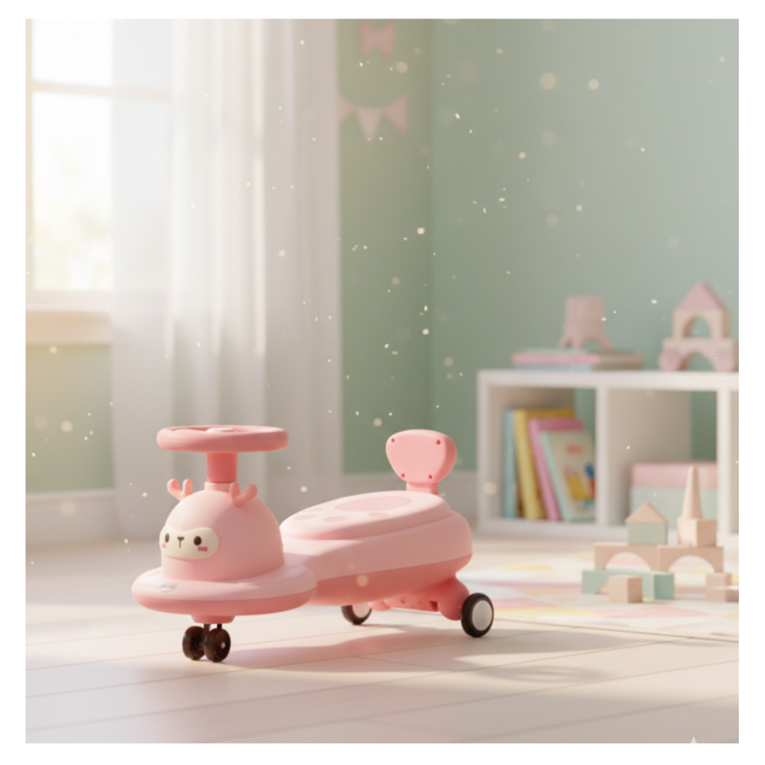 CARRITO MONTABLE INFANTIL TIPO TWIST CAR DISEÑO ANIMAL ROSA - 1