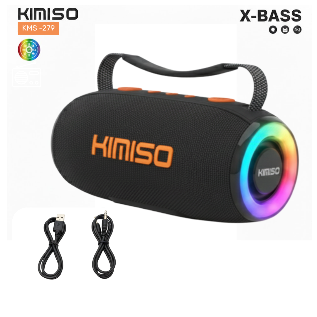 PARLANTE BLUETOOTH KIMISO RECARGABLE PORTÁTIL LUCES LED RGB BOCINA INALÁMBRICA KMS-279 - 1