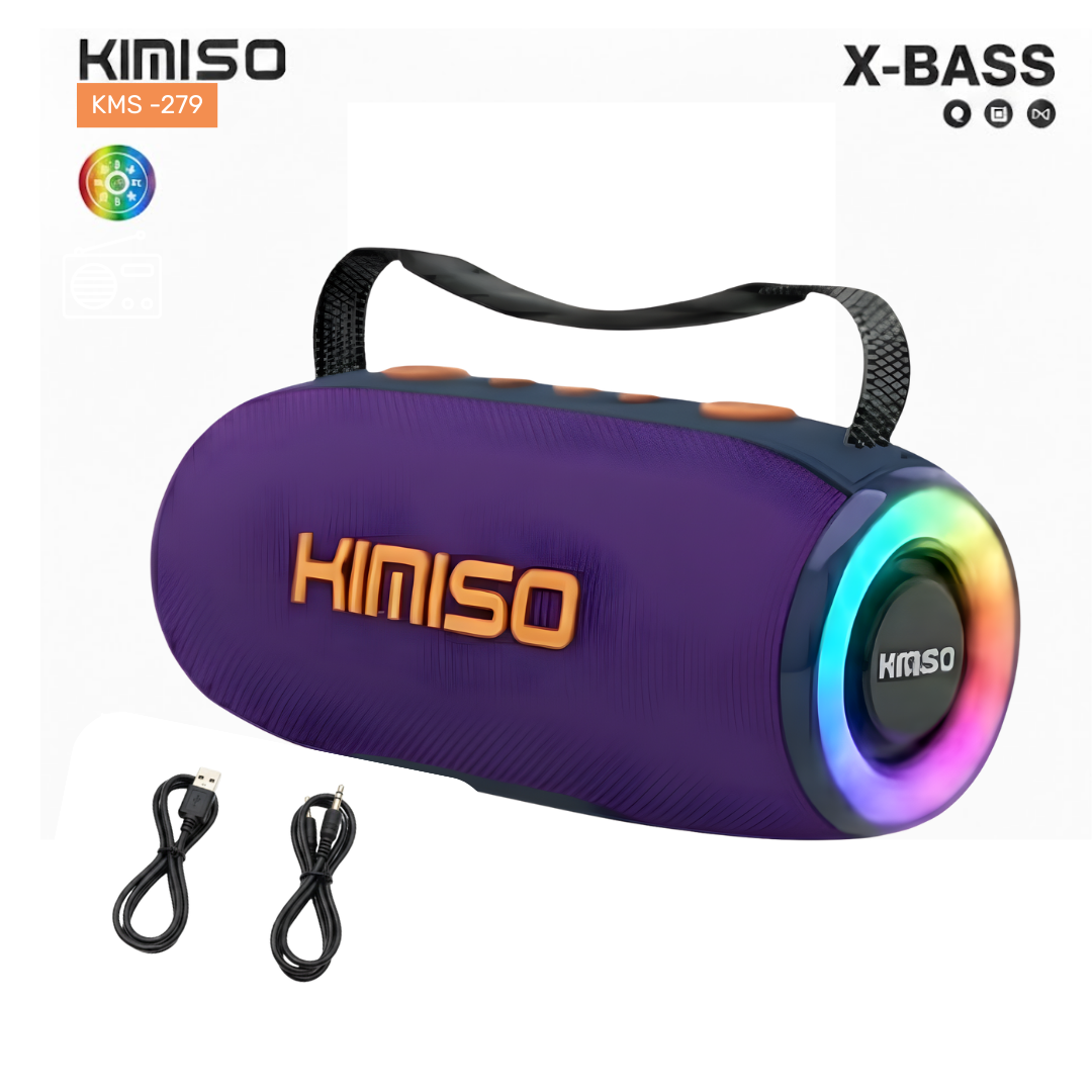PARLANTE BLUETOOTH KIMISO KMS-279 PORTÁTIL CON LUCES LED RGB - 1