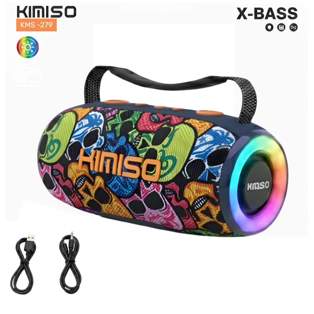 PARLANTE BLUETOOTH KIMISO RECARGABLE PORTÁTIL LUCES LED RGB BOCINA INALÁMBRICA KMS-279 - 1