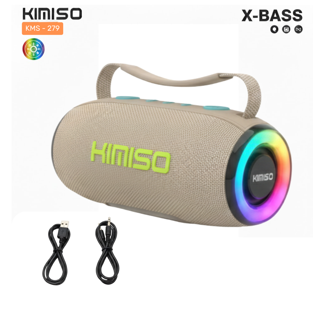 PARLANTE BLUETOOTH KIMISO RECARGABLE PORTÁTIL LUCES LED RGB BOCINA INALÁMBRICA KMS-279 - 1