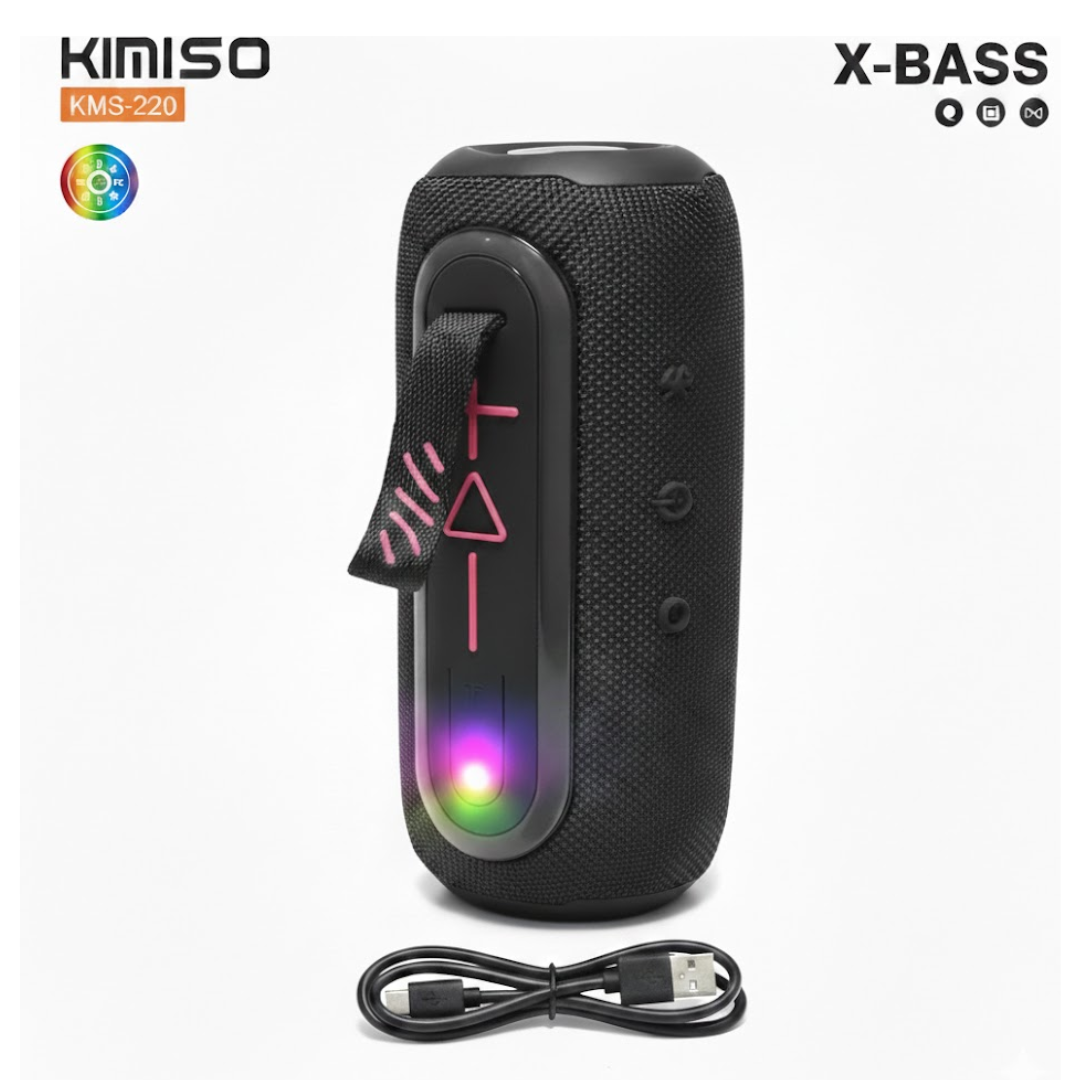 PARLANTE BLUETOOTH KIMISO RECARGABLE PORTÁTIL LUCES LED RGB BOCINA INALÁMBRICA KMS-220 - 1