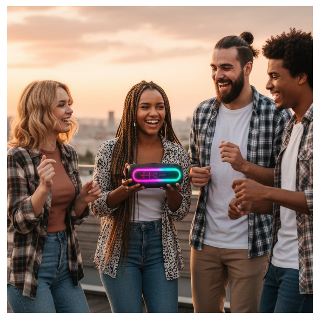 PARLANTE BLUETOOTH KIMISO RECARGABLE PORTÁTIL LUCES LED RGB BOCINA INALÁMBRICA KMS-220 - 3