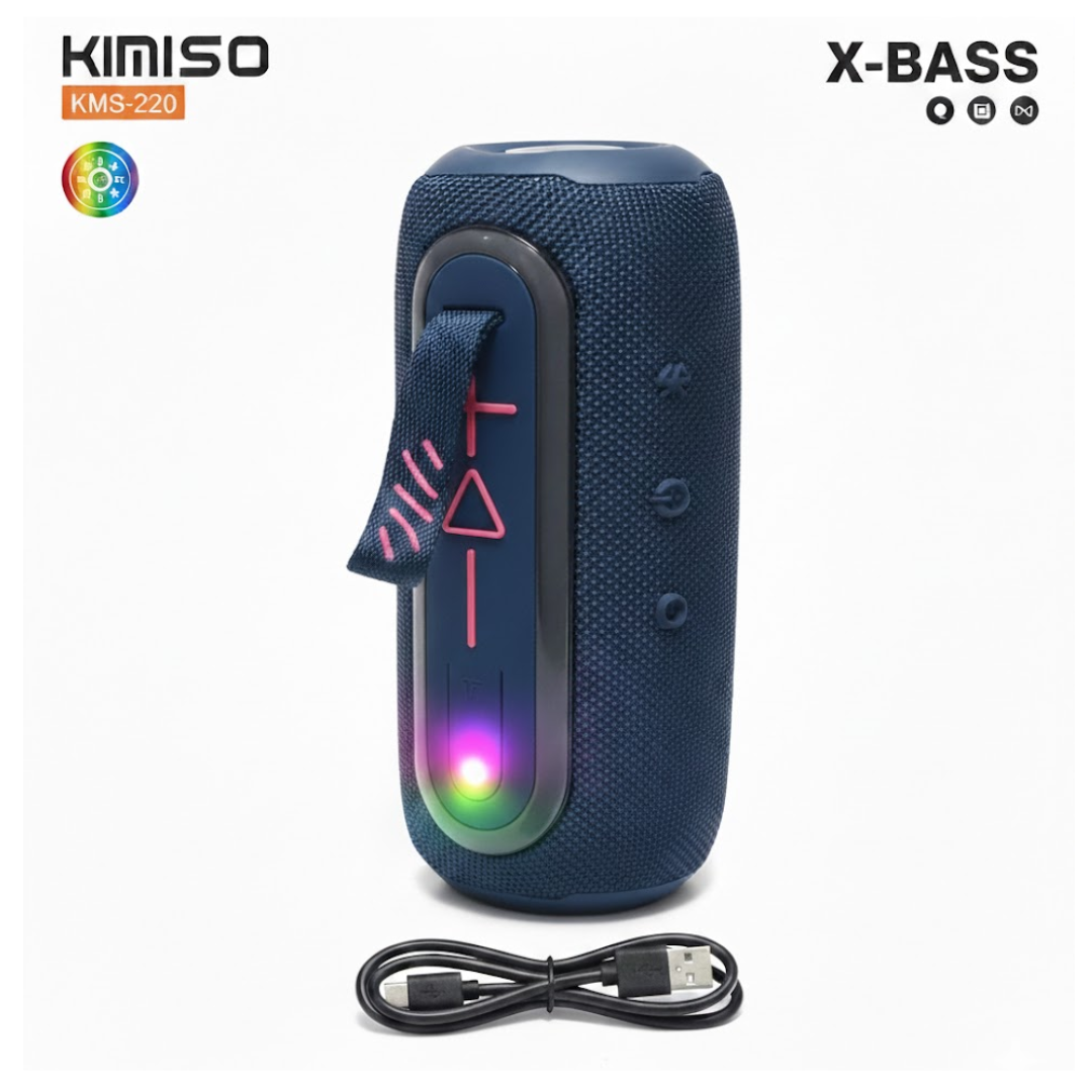 PARLANTE BLUETOOTH KIMISO RECARGABLE PORTÁTIL LUCES LED RGB BOCINA INALÁMBRICA KMS-220 - 1