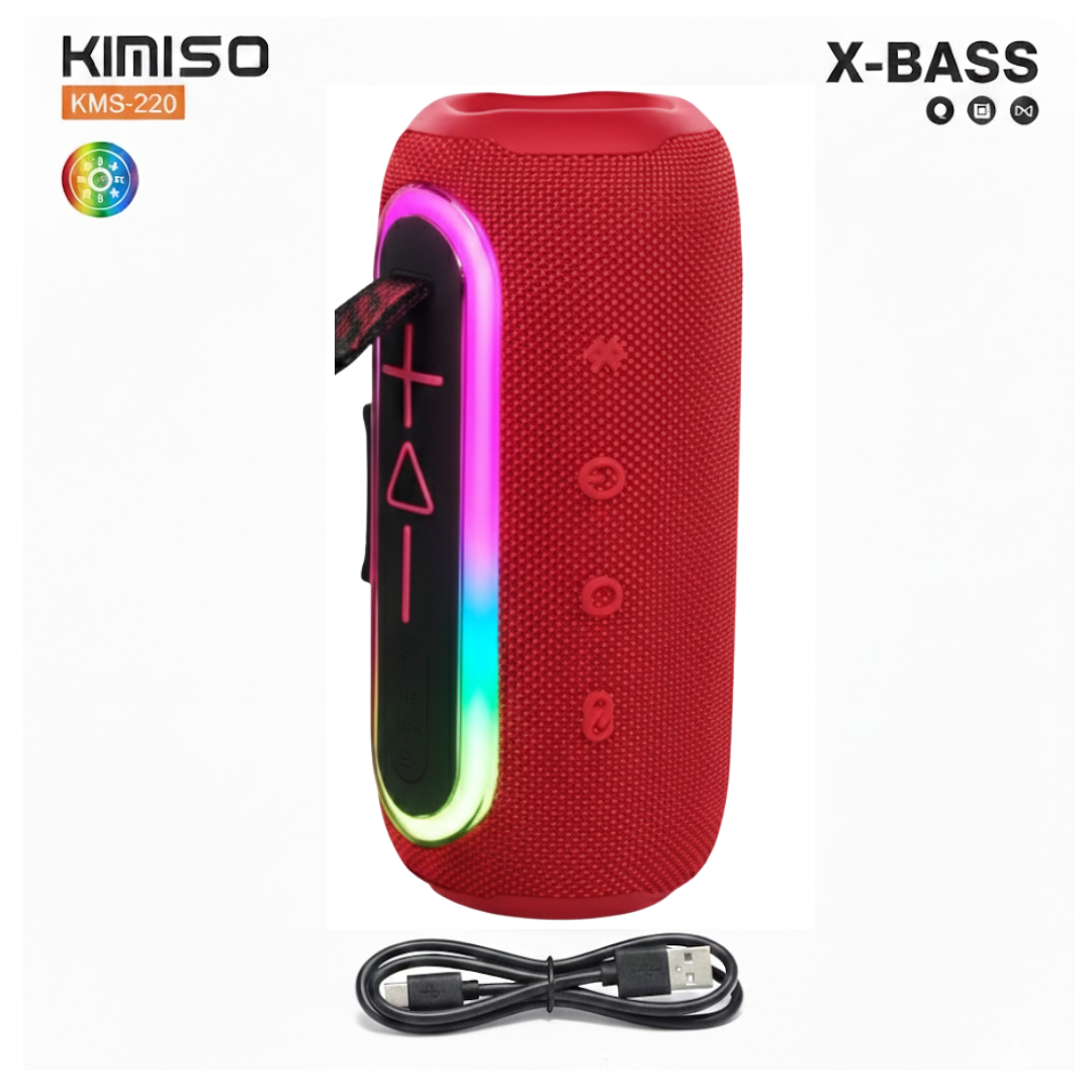 PARLANTE BLUETOOTH KIMISO RECARGABLE PORTÁTIL LUCES LED RGB BOCINA INALÁMBRICA KMS-220 - 1