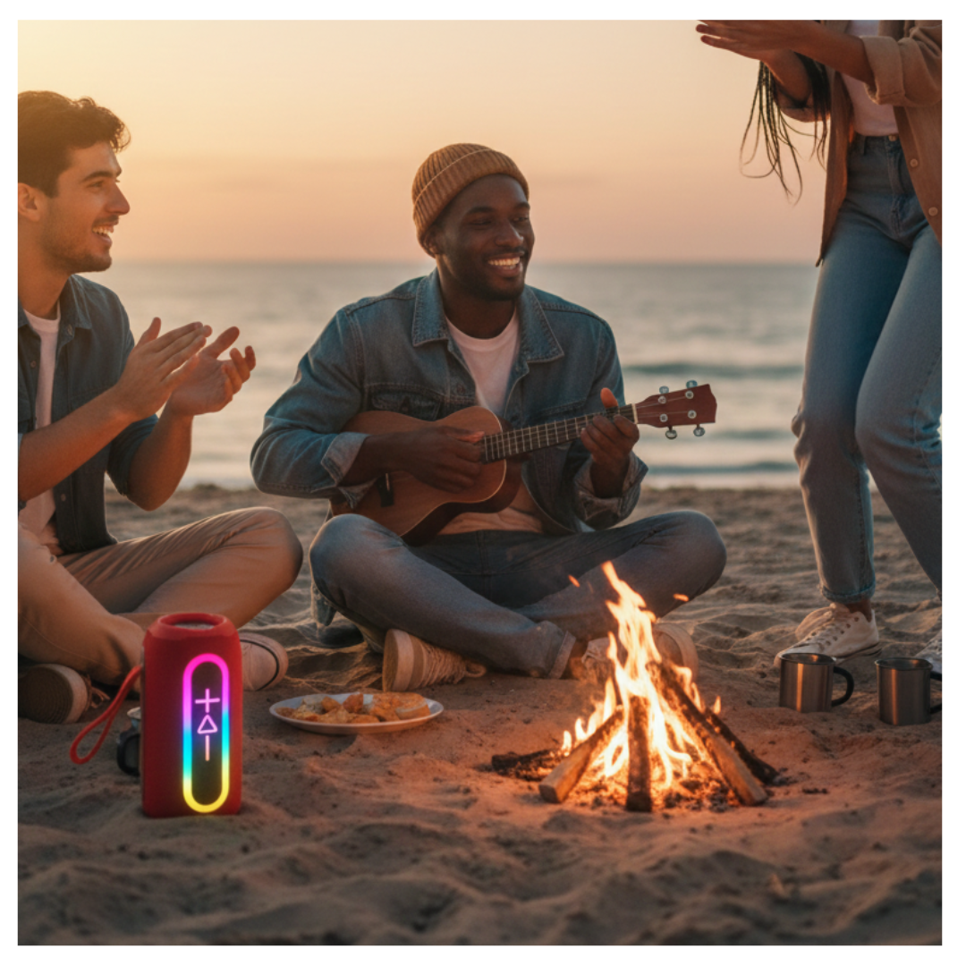 PARLANTE BLUETOOTH KIMISO RECARGABLE PORTÁTIL LUCES LED RGB BOCINA INALÁMBRICA KMS-220 - 4