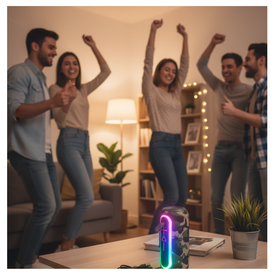 PARLANTE BLUETOOTH KIMISO RECARGABLE PORTÁTIL LUCES LED RGB BOCINA INALÁMBRICA KMS-220 - 2