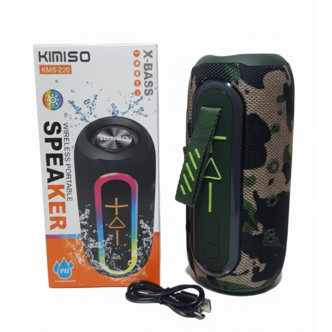 PARLANTE BLUETOOTH KIMISO RECARGABLE PORTÁTIL LUCES LED RGB BOCINA INALÁMBRICA KMS-220 - 4