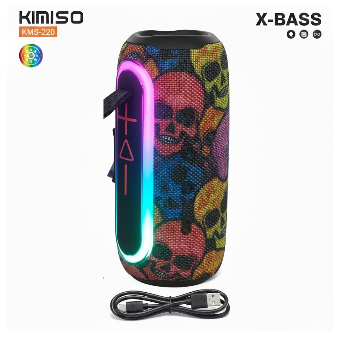 PARLANTE BLUETOOTH KIMISO RECARGABLE PORTÁTIL LUCES LED RGB BOCINA INALÁMBRICA KMS-220 - 1