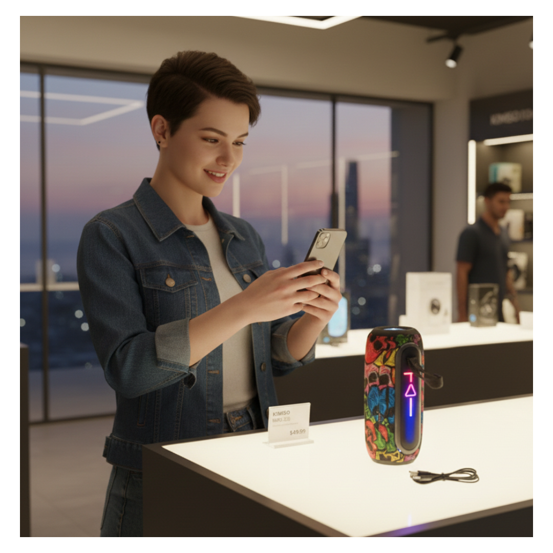 PARLANTE BLUETOOTH KIMISO RECARGABLE PORTÁTIL LUCES LED RGB BOCINA INALÁMBRICA KMS-220 - 2