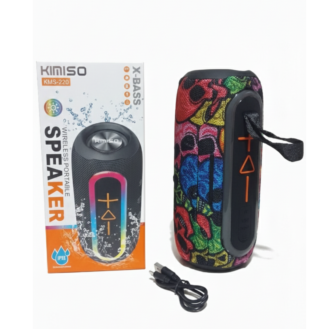 PARLANTE BLUETOOTH KIMISO RECARGABLE PORTÁTIL LUCES LED RGB BOCINA INALÁMBRICA KMS-220 - 4