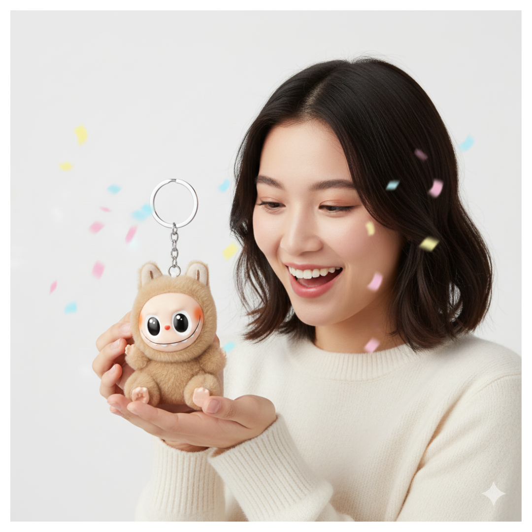 LABUBU THE MONSTERS MACARON SORPRESA VIRAL ESTILO DUPE LLAVERO DISEÑO COLOR BEIGE - 2