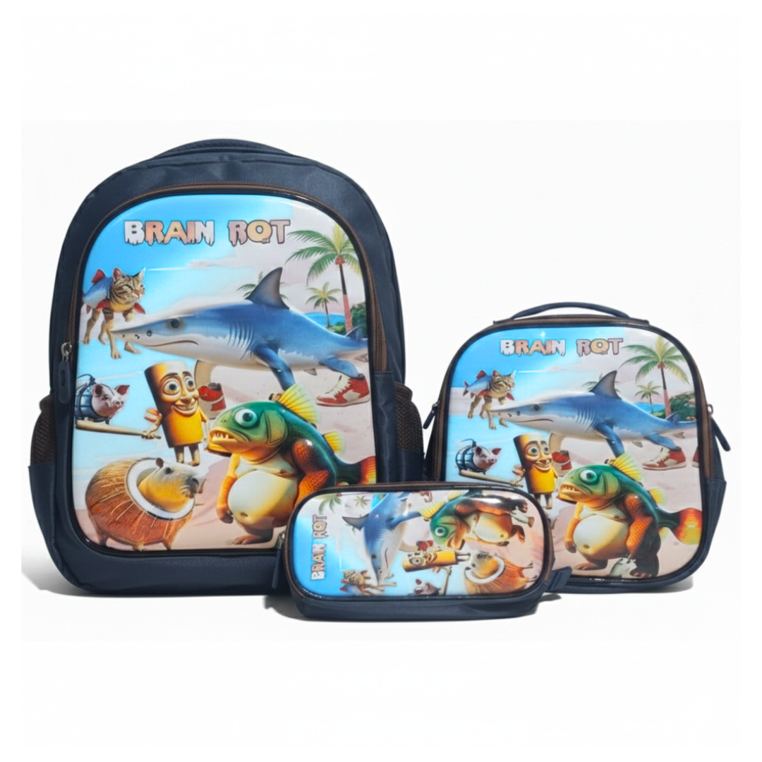 MOCHILA PARA NIÑOS 3 EN 1 MULTIPACK REGRESO AL COLEGIO MEGAPACK INFANTIL/ DISEÑO TRALALERO TRALALA CAPUCCHINA TUNTUN PATAPIM - 1