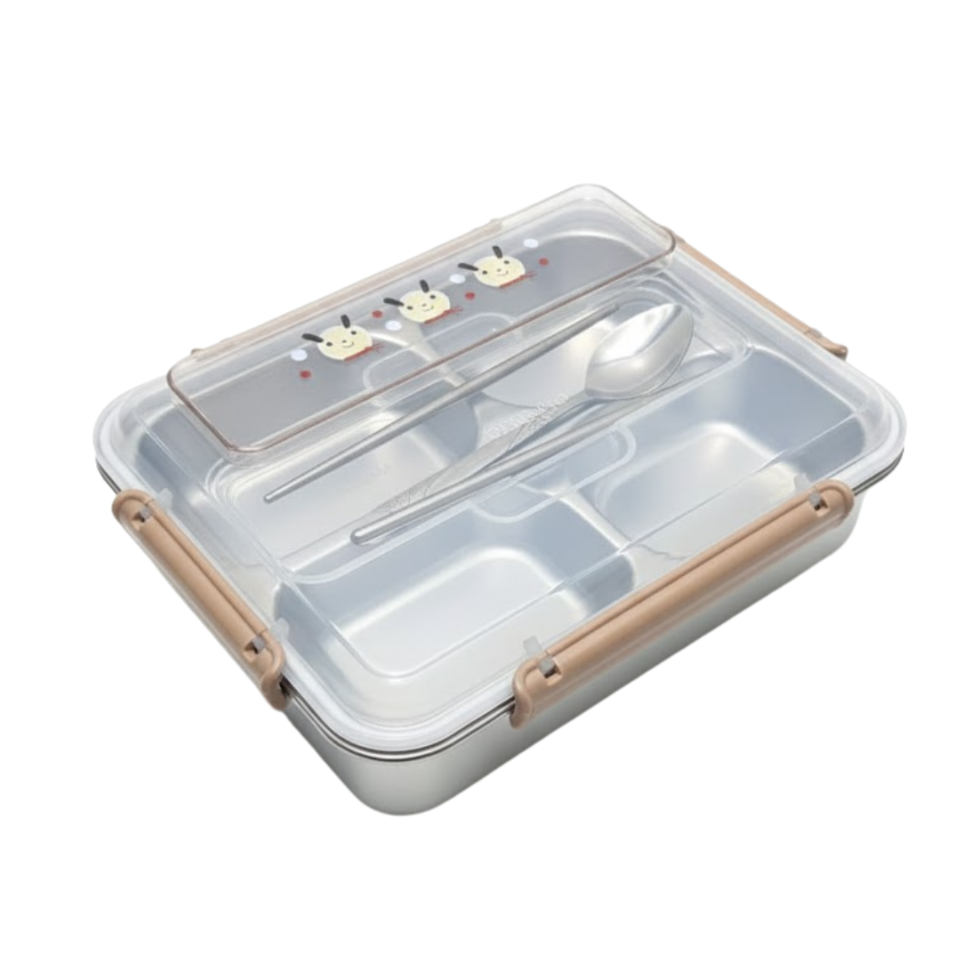 TAPER  CON 4 DIVISORES COMPARTIMIENTOS  SEPARADOR PARA ALMACENAR COMIDA INCLUYE CUBIERTOS CUCHARA Y PALILLOS / DISEÑO KAWAII - 1