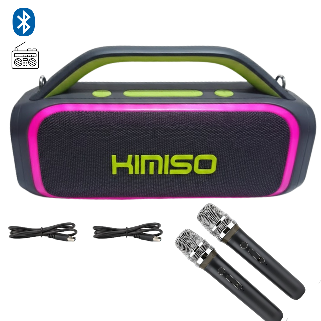 PARLANTE BLUETOOTH KIMISO KMS-809 PORTÁTIL CON 2 MICRÓFONOS INALÁMBRICOS - 1