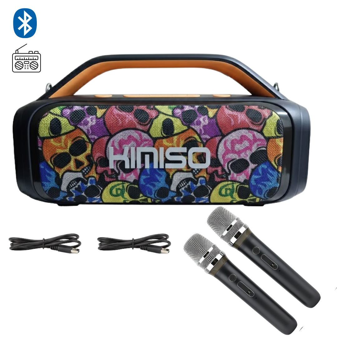 PARLANTE KIMISO PORTÁTIL KMS- 809 / DOS MICRÓFONOS INALÁMBRICOS VOLUMEN ALTA POTENCIA - 1