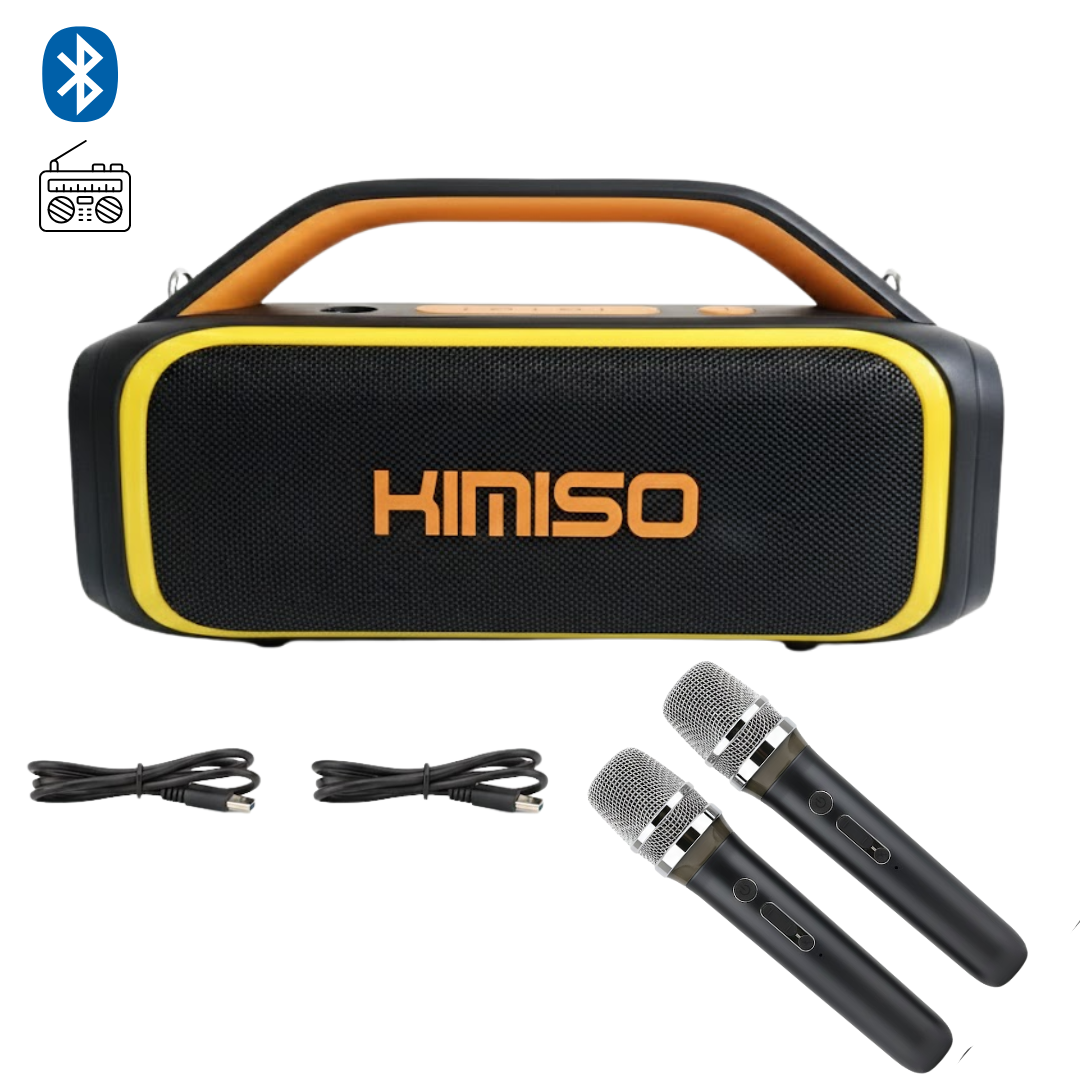 PARLANTE KIMISO PORTÁTIL KMS- 809 / DOS MICRÓFONOS INALÁMBRICOS VOLUMEN ALTA POTENCIA - 1