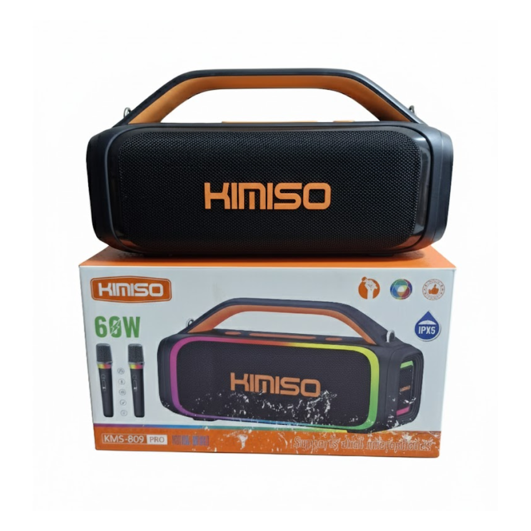 PARLANTE KIMISO PORTÁTIL KMS- 809 / DOS MICRÓFONOS INALÁMBRICOS VOLUMEN ALTA POTENCIA - 4