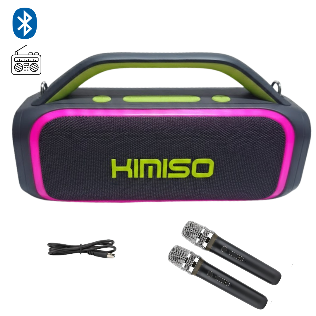 PARLANTE KIMISO PORTÁTIL KMS- 807 / DOS MICRÓFONOS INALÁMBRICOS VOLUMEN ALTA POTENCIA - 1