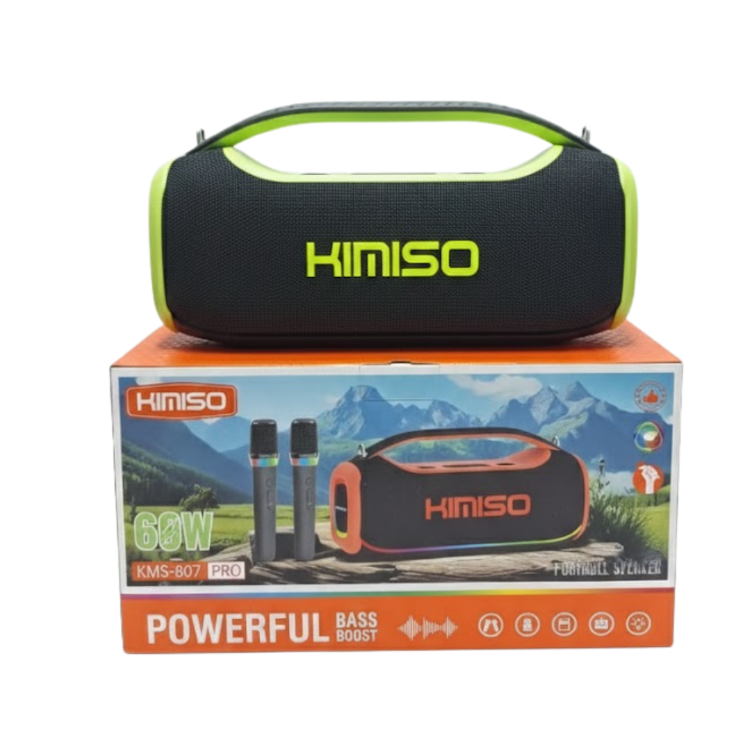 PARLANTE KIMISO PORTÁTIL KMS- 807 / DOS MICRÓFONOS INALÁMBRICOS VOLUMEN ALTA POTENCIA - 6