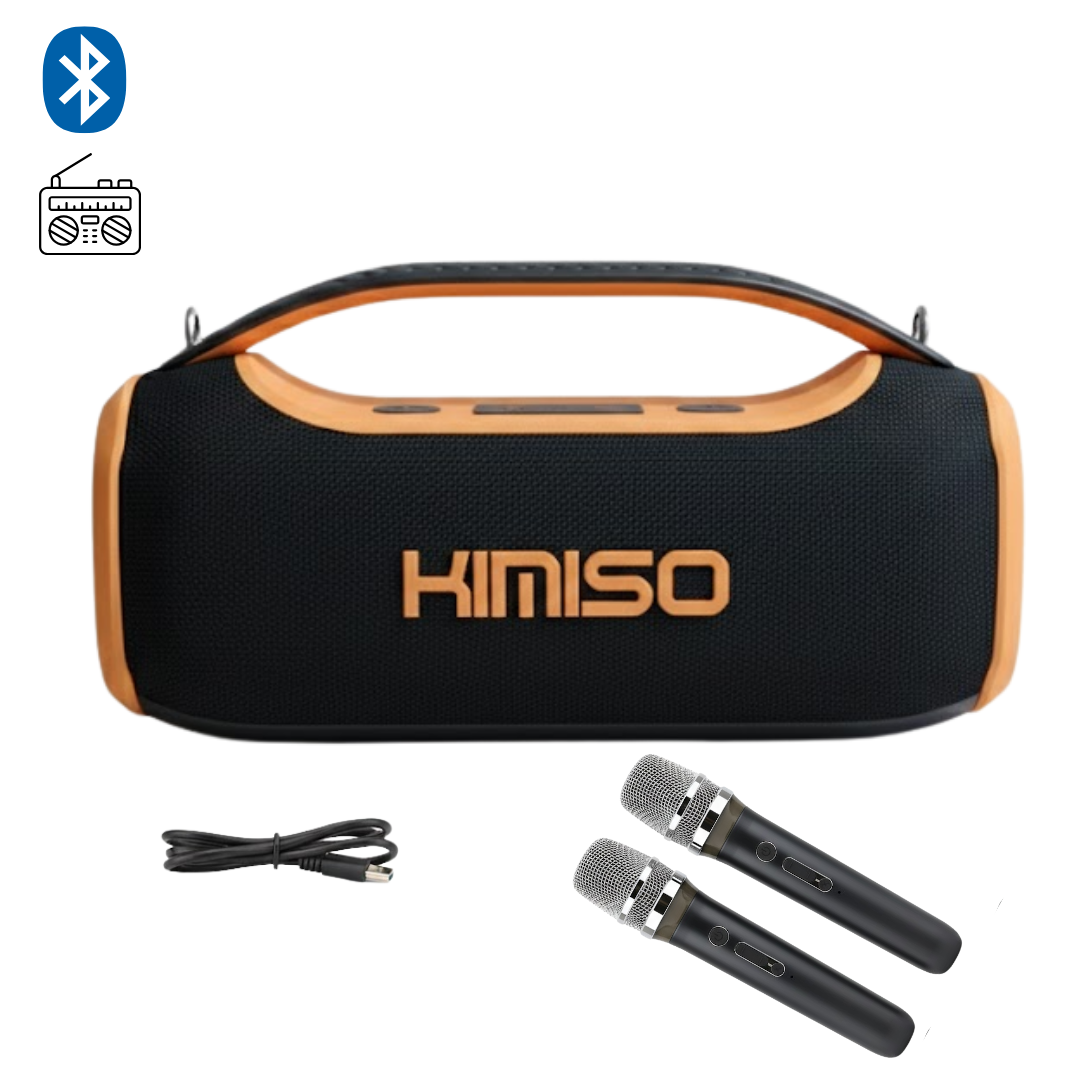 PARLANTE KIMISO PORTÁTIL KMS- 807 / DOS MICRÓFONOS INALÁMBRICOS VOLUMEN ALTA POTENCIA - 1