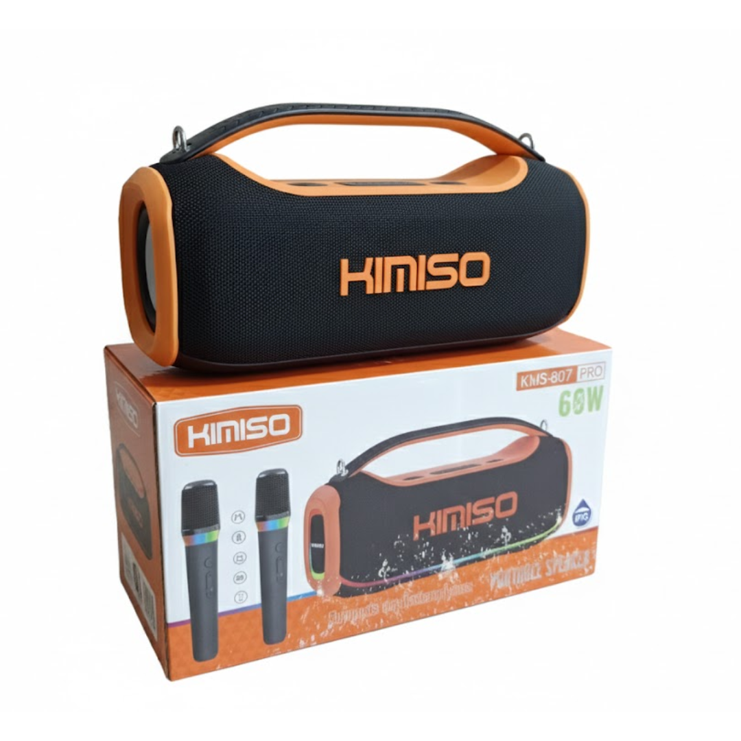 PARLANTE KIMISO PORTÁTIL KMS- 807 / DOS MICRÓFONOS INALÁMBRICOS VOLUMEN ALTA POTENCIA - 5
