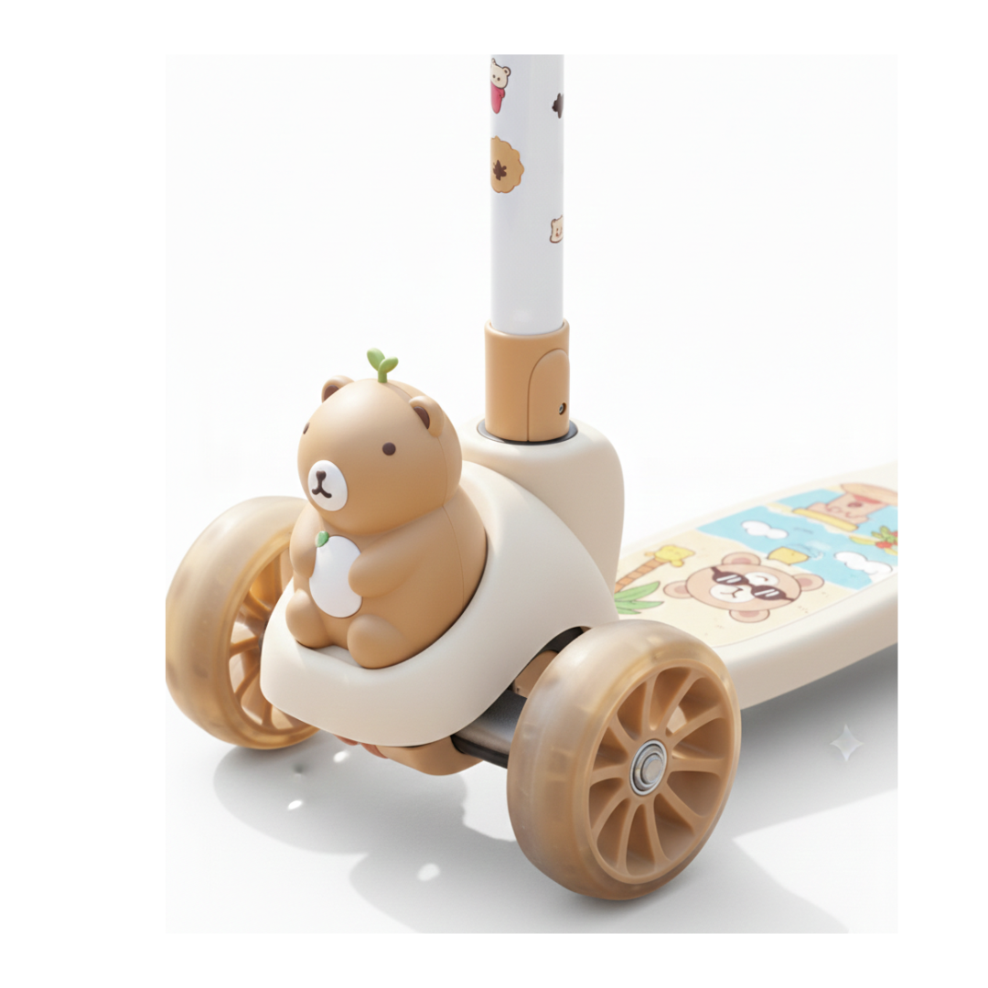 SCOOTER MONOPATÍN PARA NIÑOS Y NIÑAS DISEÑO CAPIBARA KAWAII / ALUMINIO PLEGABLE ANTIDESLIZANTE - 2